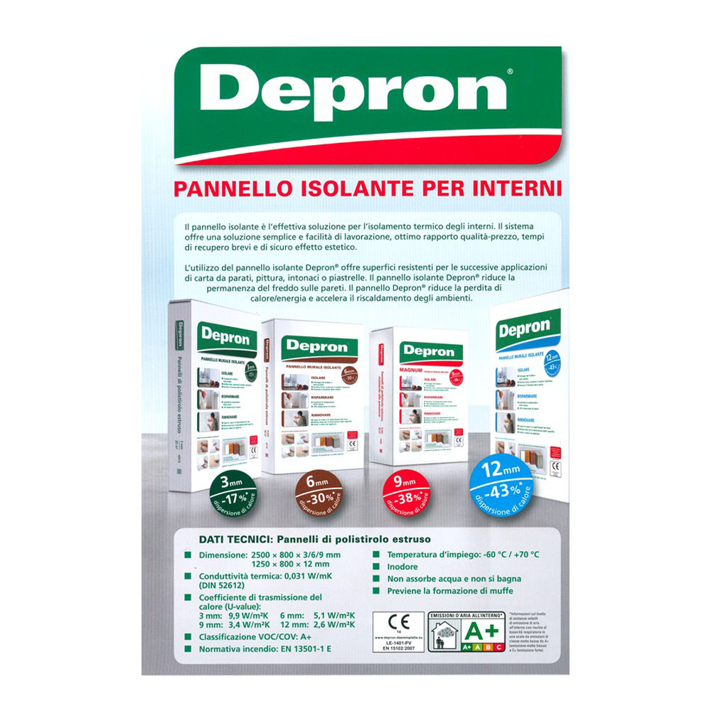 x10 Pannelli Isolanti per Interni 80x125 cm / 10 mq DEPRON - Spessore 3 mm