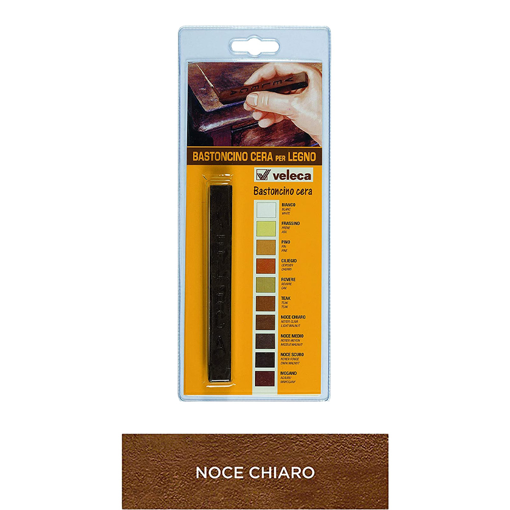 Bastoncino cera per restauro e manutenzione legno veleca - noce chiaro.