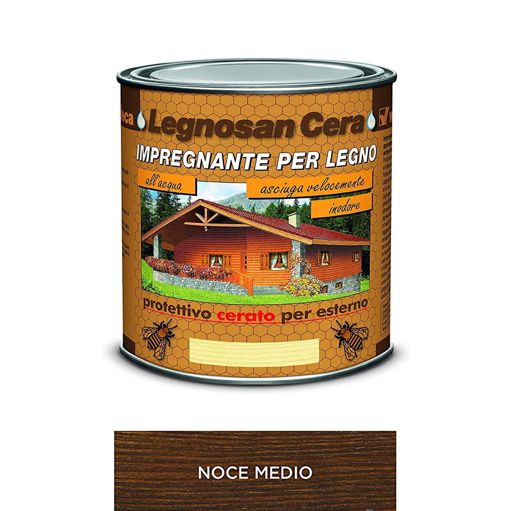 Impregnante all'acqua legnosan cera 750 ml veleca - noce medio.