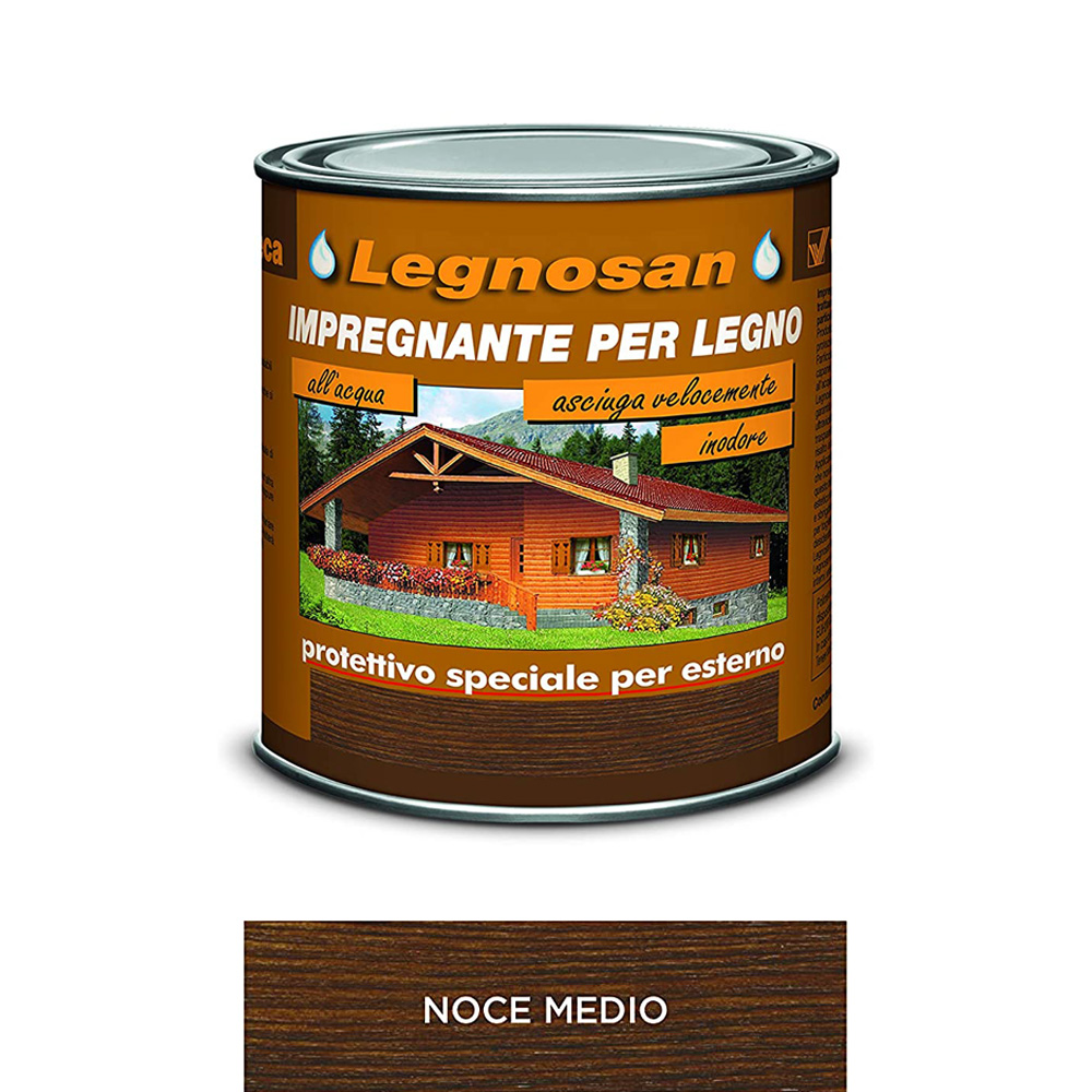 Impregnante all'Acqua per Legno Esterno Legnosan 750 ml VELECA - Noce Medio