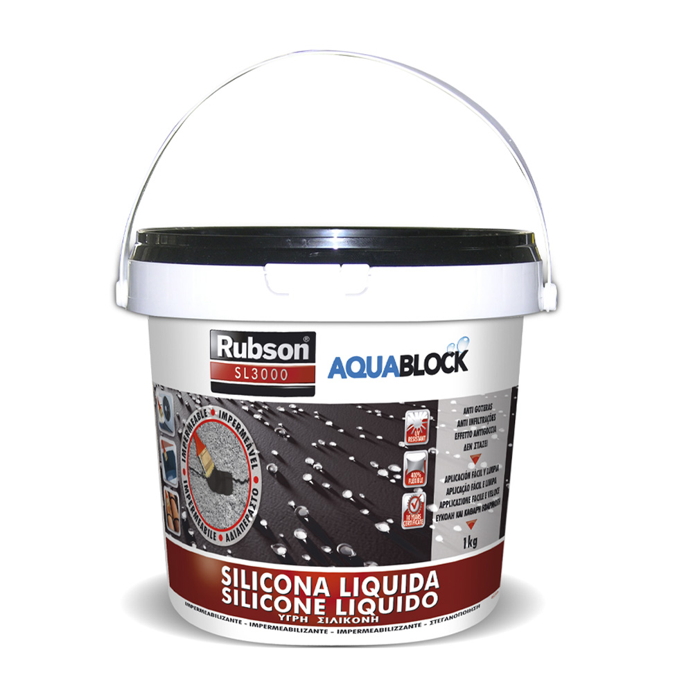 Aquablock Silicone Liquido SL3000 Nero RUBSON 1 kg