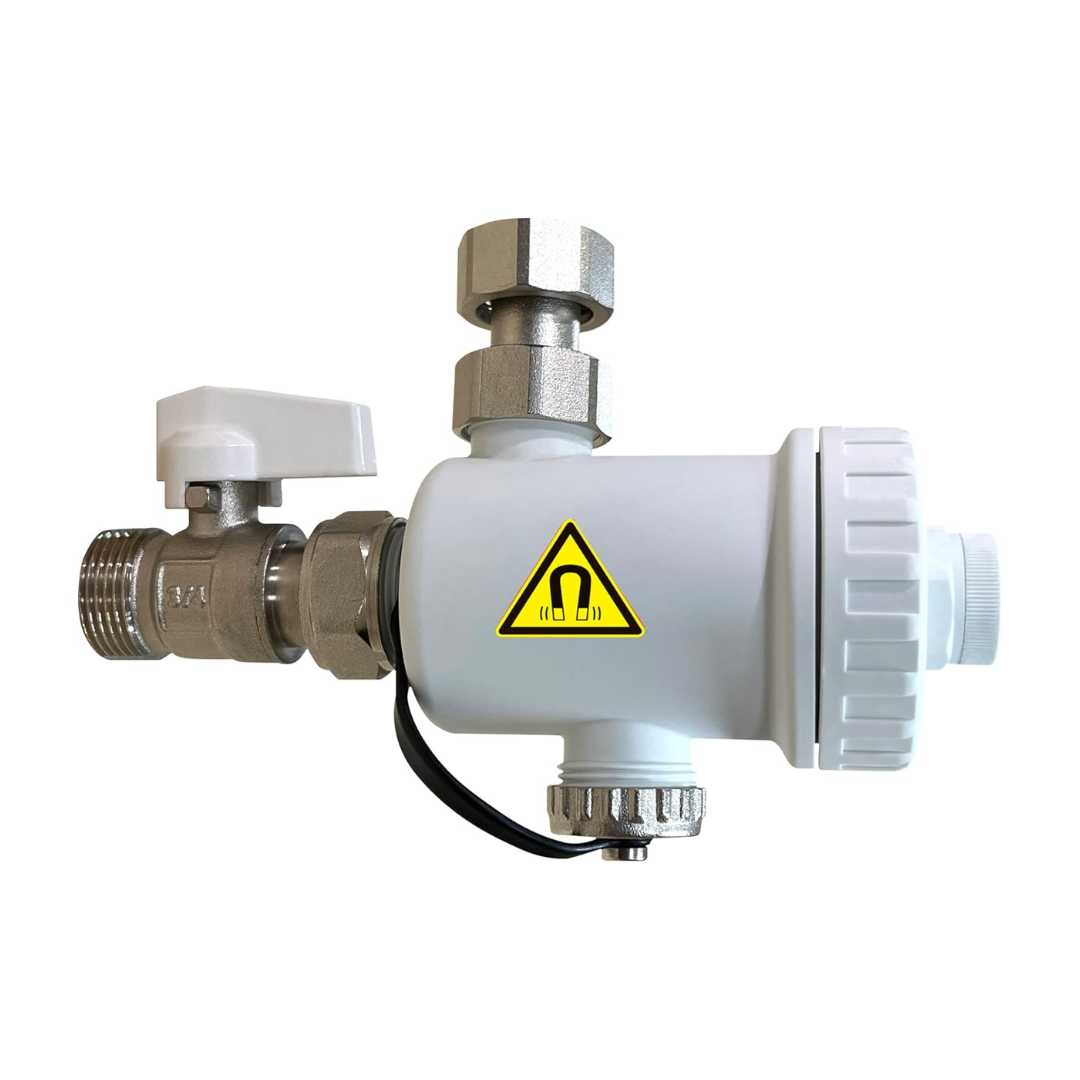 Defangatore magnetico sotto caldaia plastica compatto completo valvola  raccordo.