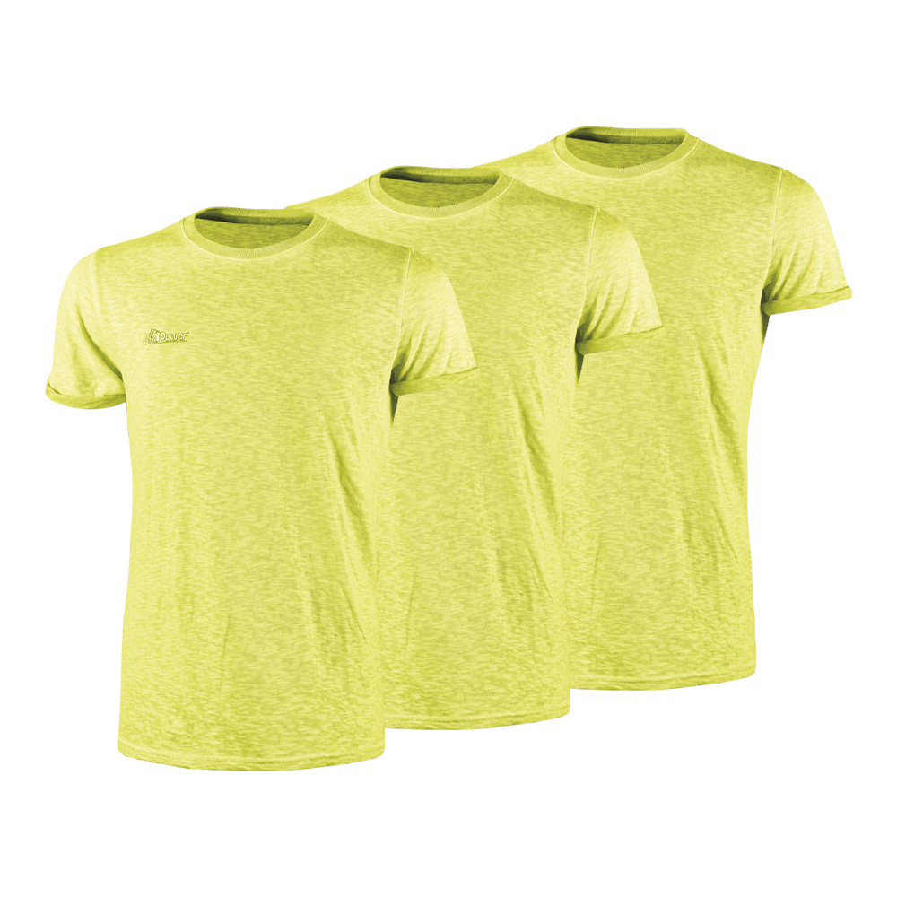 x3 T-Shirt Cotone Fiammato Enjoy Fluo Yellow U-POWER - Taglia M