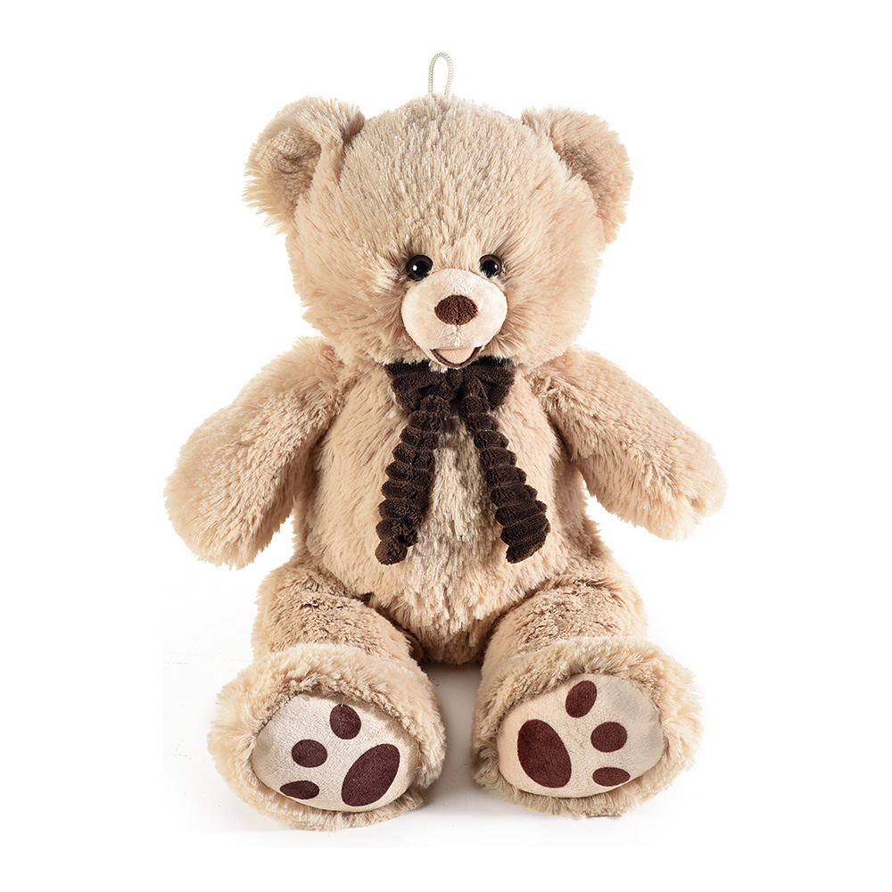 Orsetto di peluche con fiocco in stoffa vellutata fercolor - 20x13x42h cm.