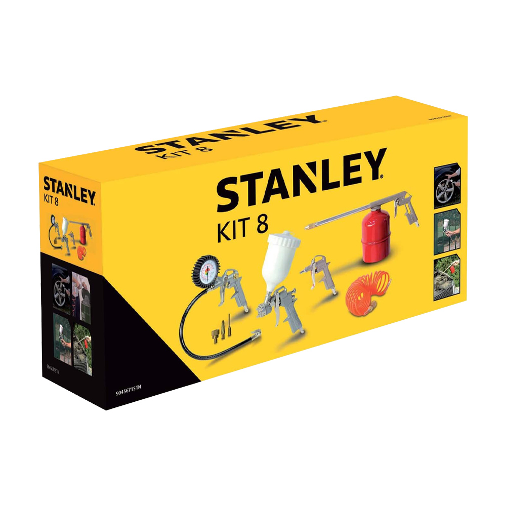 Kit completo per aria compressa stanley - 8 pezzi.