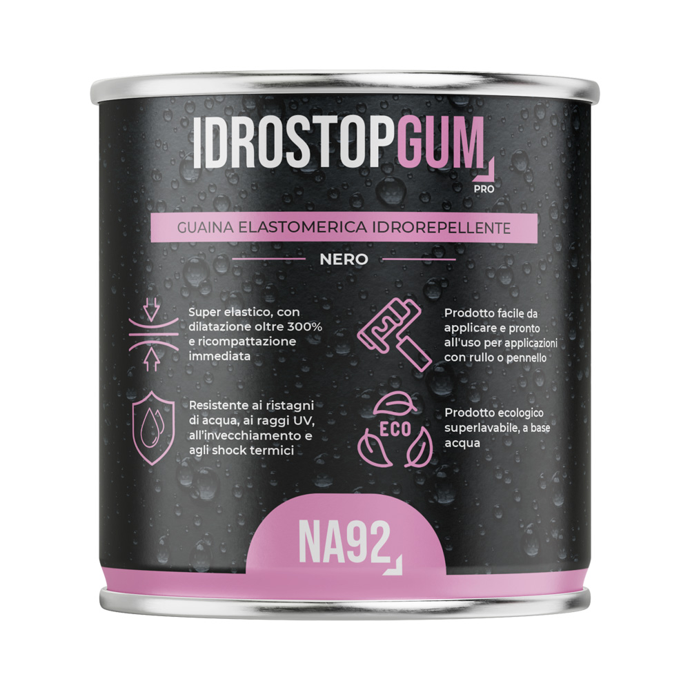 Guaina gomma elastomerica idrorepellente idrostopgum na92 lt.1 nera.