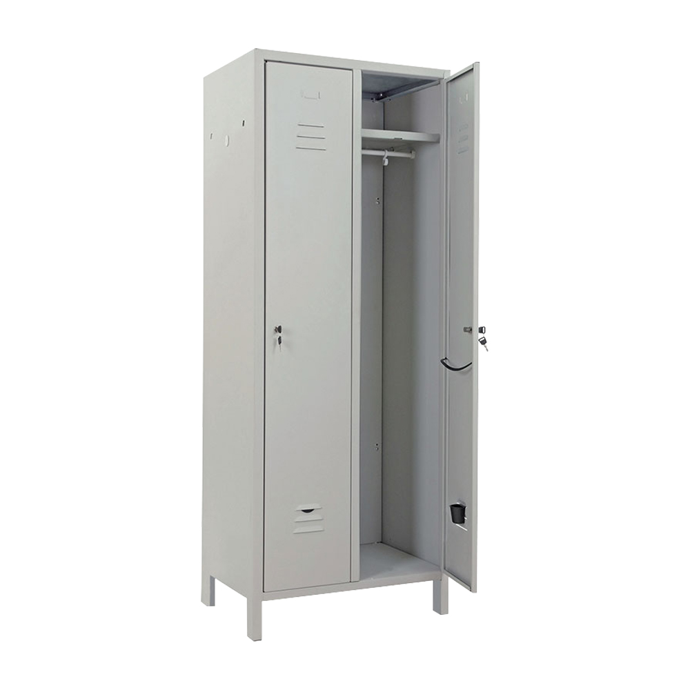 Armadio Spogliatoio con Serratura 2 Posti 2 Ante Grigio Chiaro 179,5x68x35 cm