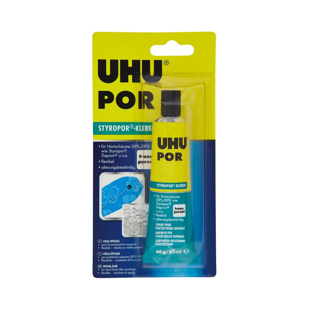 Colla Adesiva per Polistirene Espanso 50 ml UHU POR - Presa Rapida
