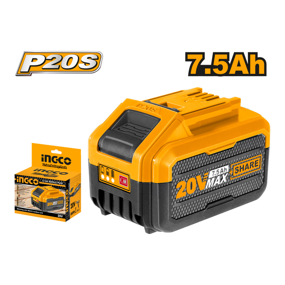 Batteria al Litio Ricaricabile 7.5 Ah 20V INGCO - per Elettroutensili P20S
