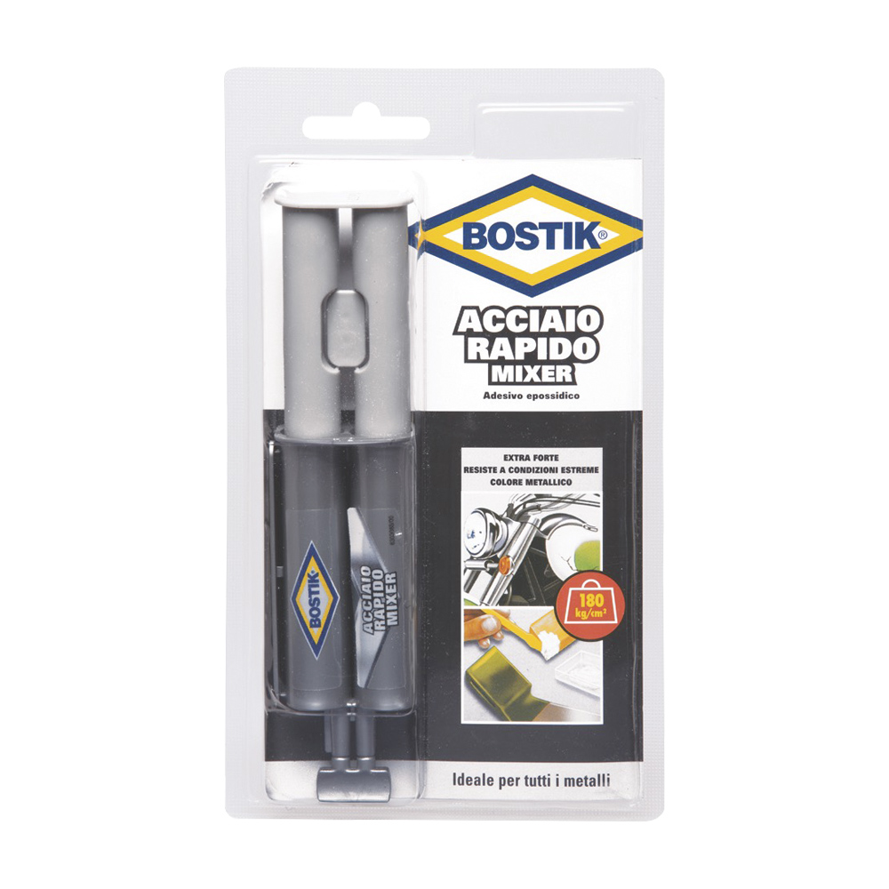 Adesivo Acciaio Rapido Mixer Siringa 24 ml BOSTIK - Colore Metallico