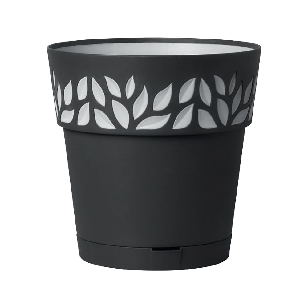 Vaso in PVC Cloe Tondo 25x25 cm STEFANPLAST - Grafite e Grigio Luce