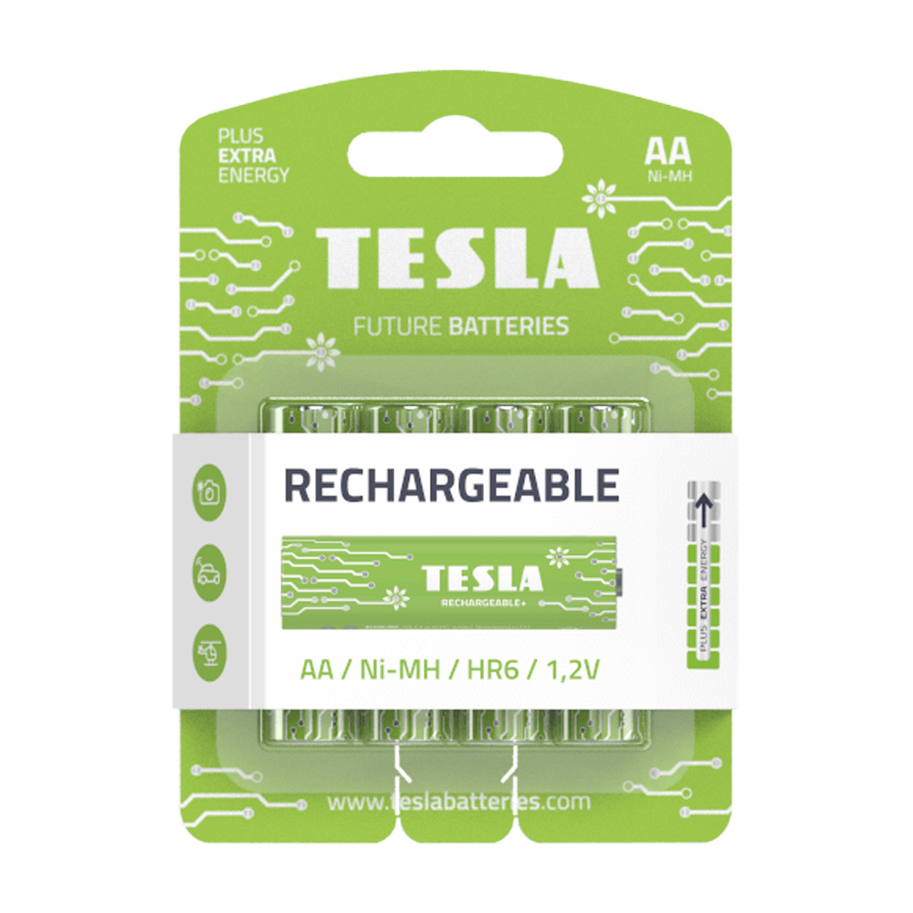 Batterie Stilo AA 4 Pezzi TESLA Rechargeable - Pile ricaricabili NiMH