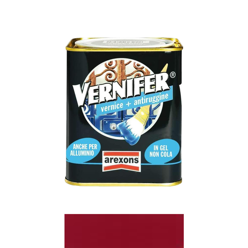 Smalto antiruggine vernifer in gel 750 ml arexons - rosso brillante.
