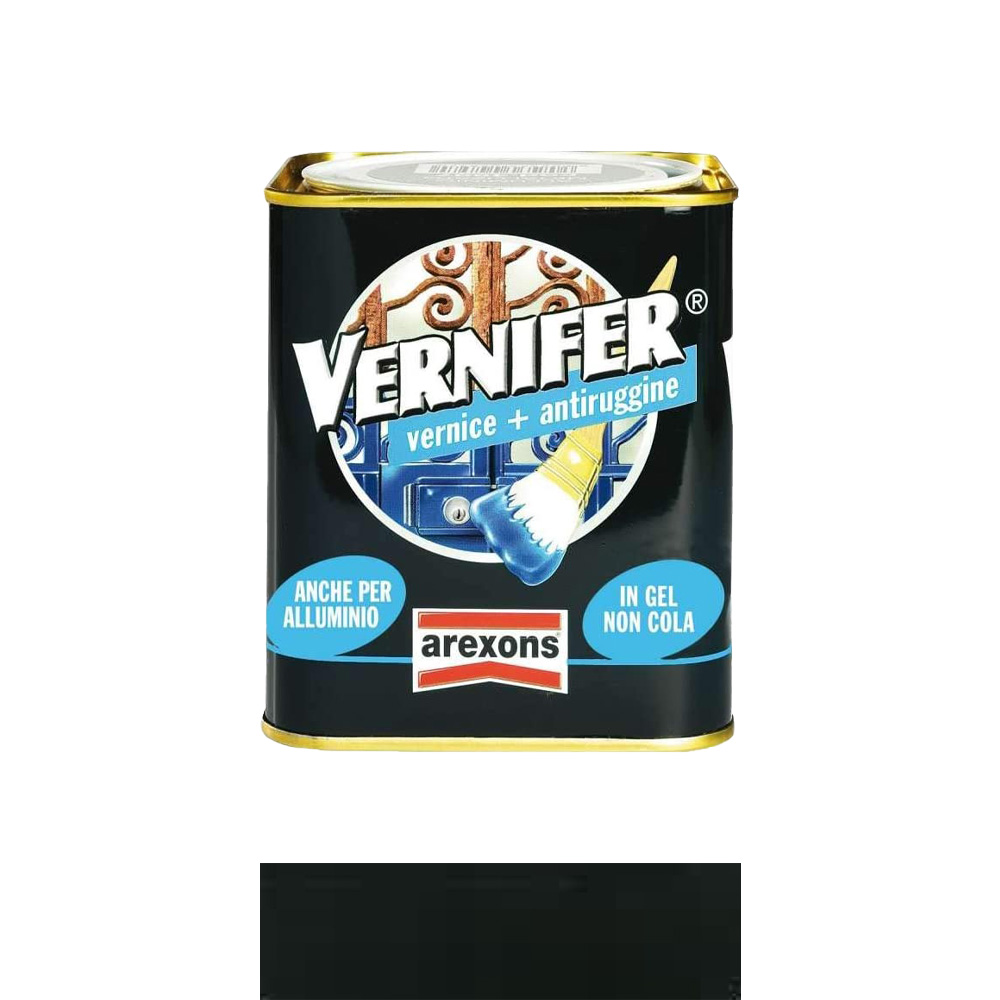 Smalto antiruggine vernifer in gel 750 ml arexons - nero brillante.