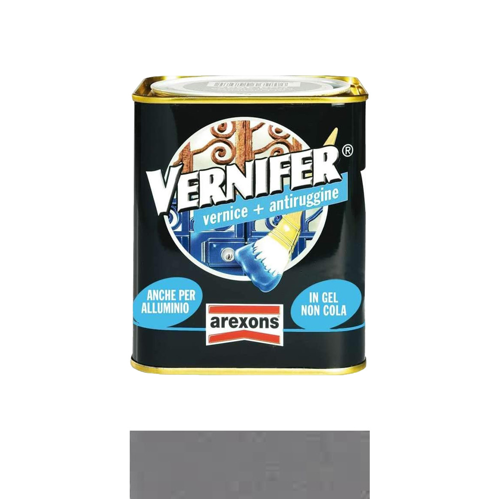 Smalto antiruggine vernifer in gel 750 ml arexons - grigio forgia metallizzato.