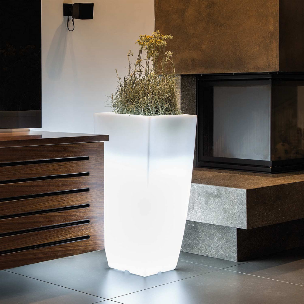 Vaso Quadro Stilo Light 33x33x70h cm FERLIVING - Bianco