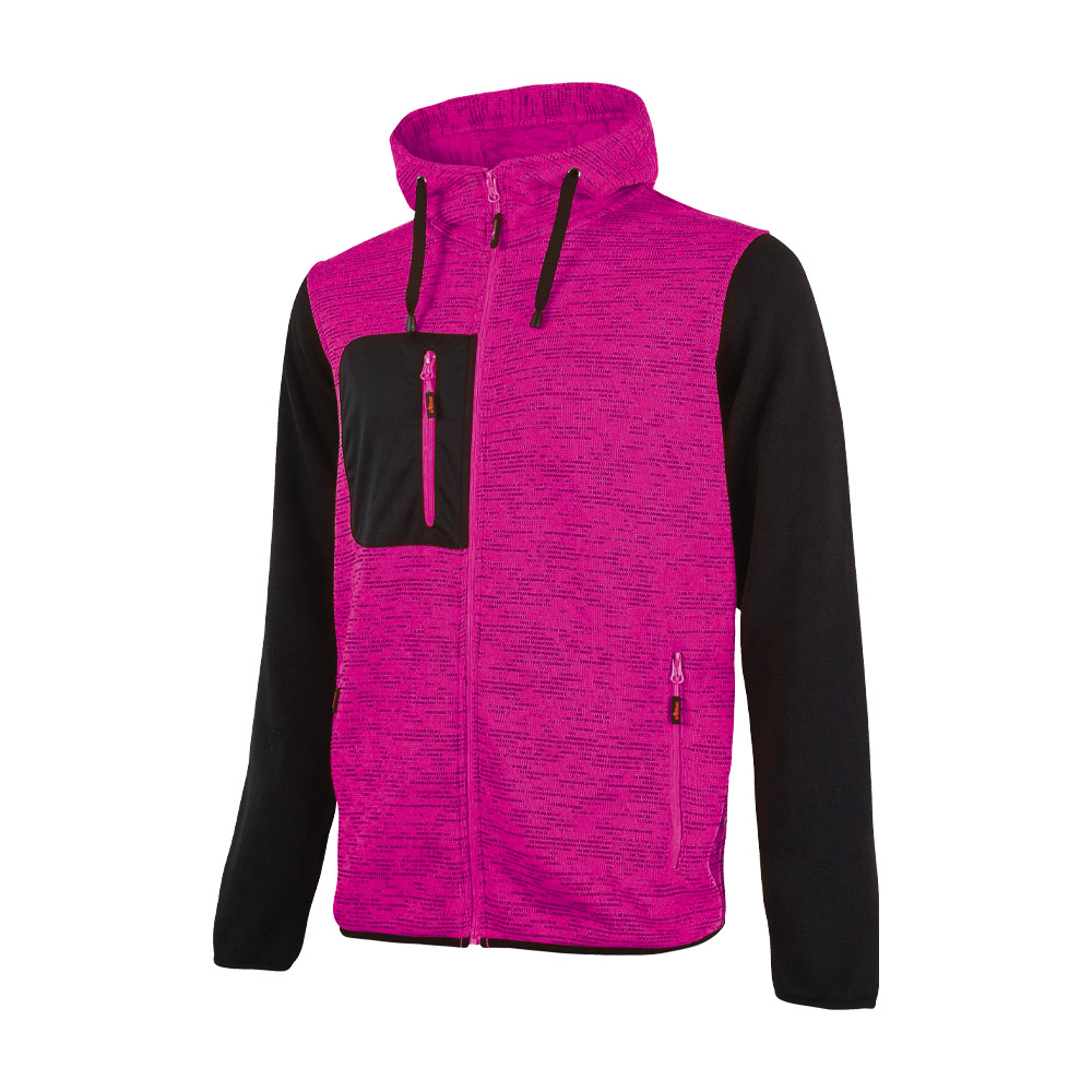Felpa full zip con cappuccio enjoy rainbow lady black fucsia u-power - taglia xs.