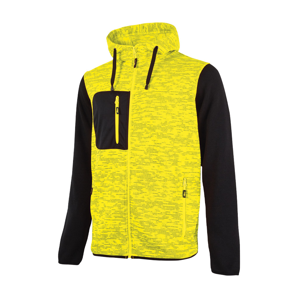 Felpa Full Zip con Cappuccio Enjoy Rainbow Giallo Fluo U-POWER - Taglia M