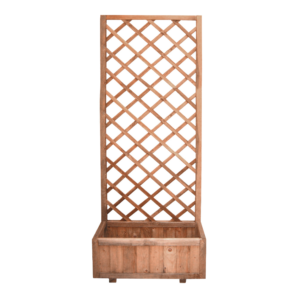 Fioriera in legno di pino con pannello grigliato ferliving - 30x75x180h cm.
