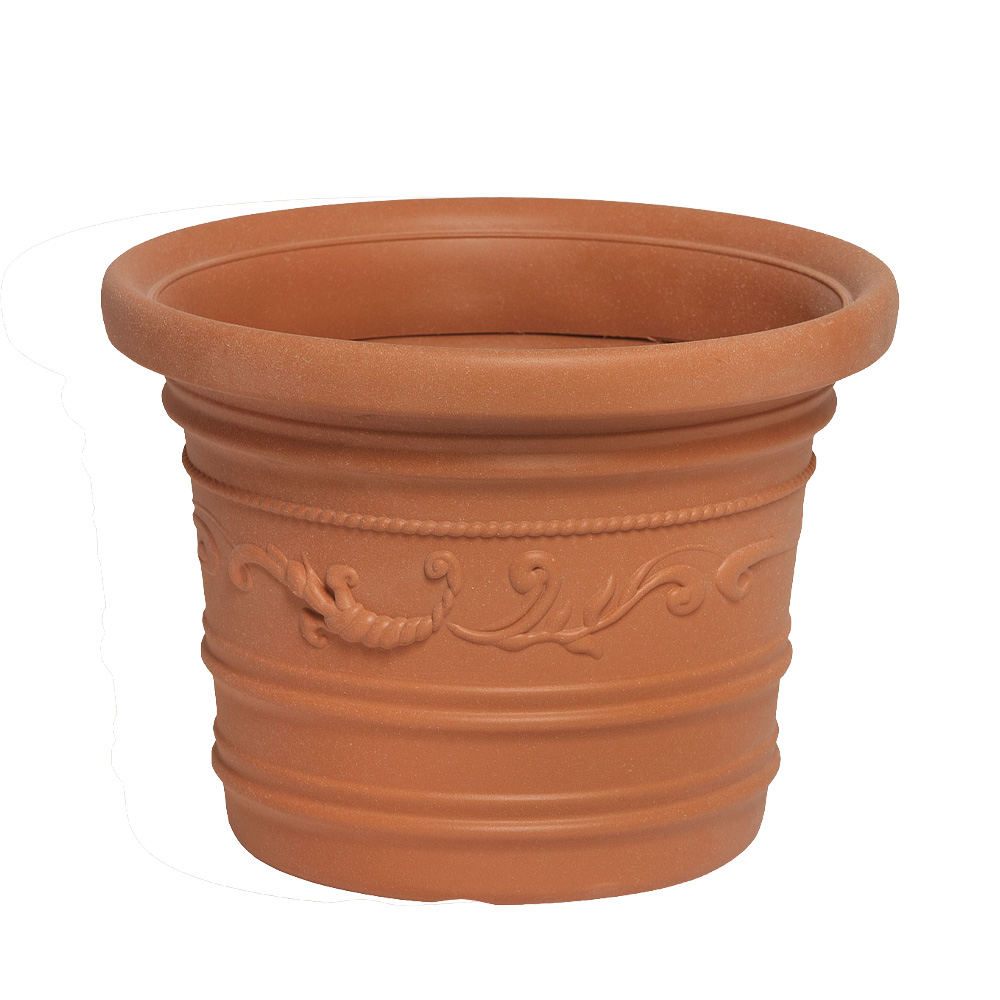 Vaso festonato circolare in resina rosso terracotta ferliving - 80x60h cm.