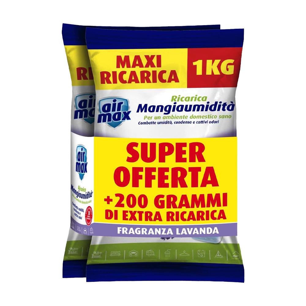 Ricarica sali assorbi umidit� fragranza lavanda air max - formato da 2,2 kg.