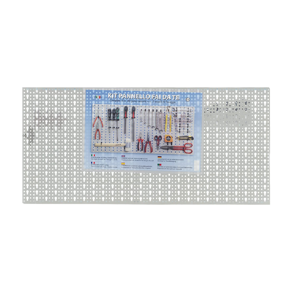 Pannello Porta-Utensili Forato 98x46 cm FERWORK - Ganci Misti 40 pezzi