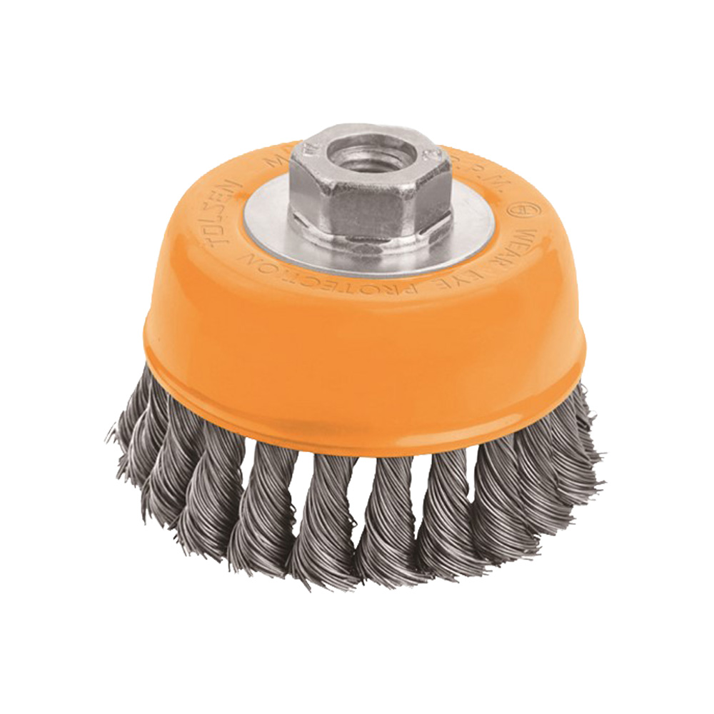 Spazzola a Tazza Industrial con Mazzetti Ritorti 125 mm e Perno M14 TOLSEN