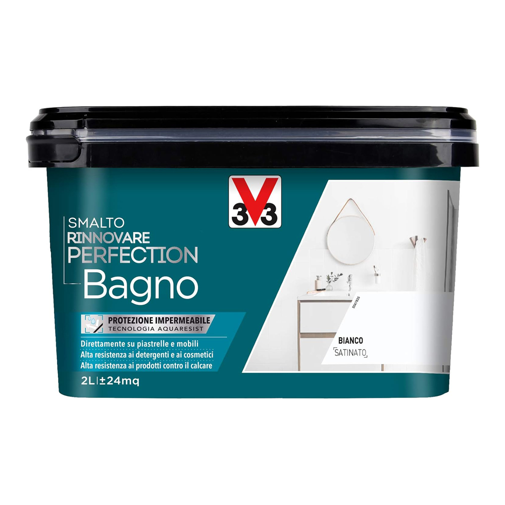 Smalto all'acqua rinnovare perfection bagno 2 lt v33 - bianco satinato.