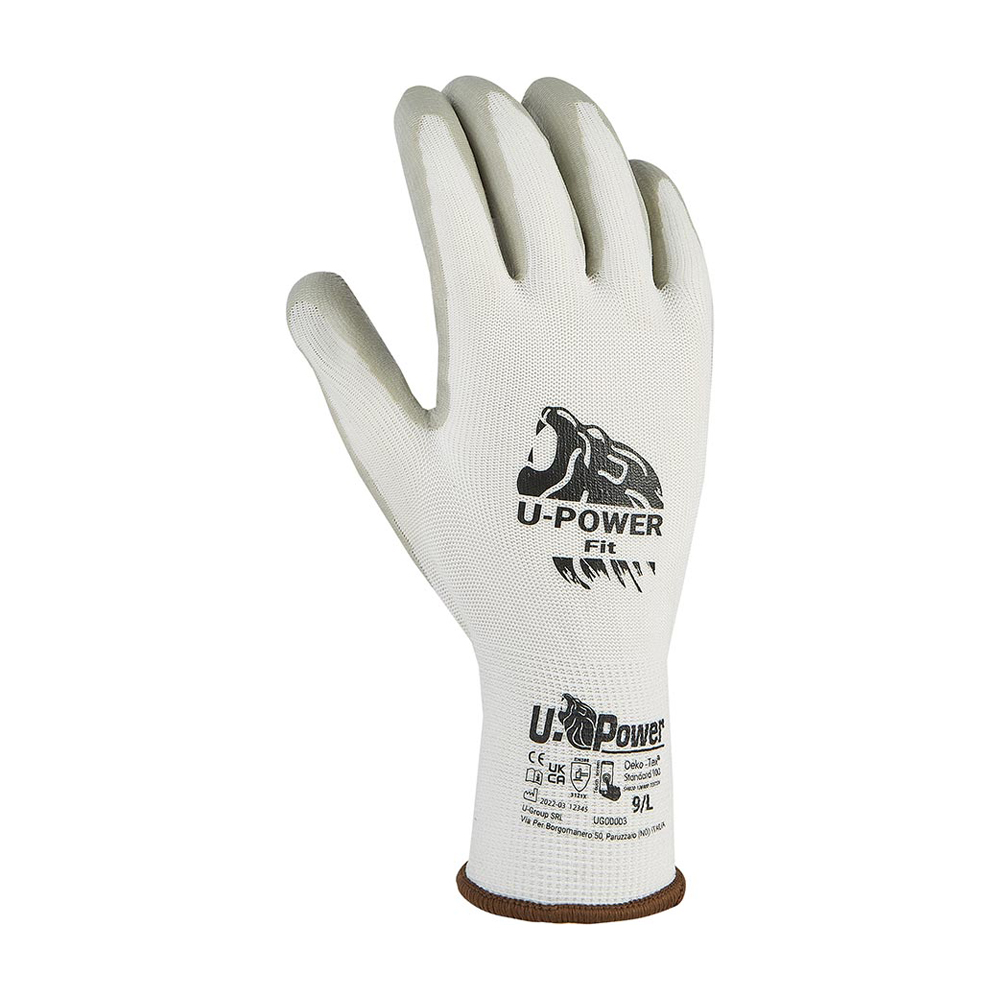 Guanti da Lavoro in Nitrile Fit Bianco U-POWER - Taglia 7