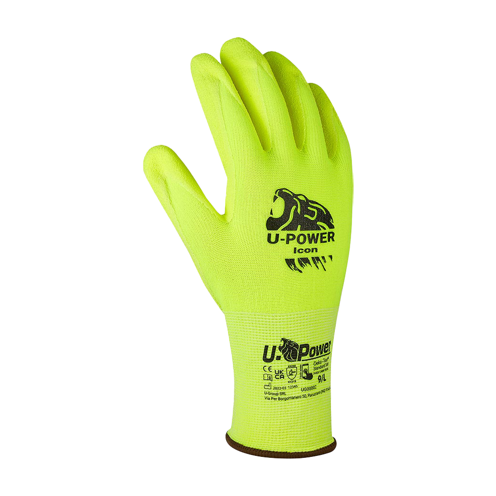 Guanti da Lavoro in Nitrile Icon Giallo Fluo U-POWER - Taglia 8