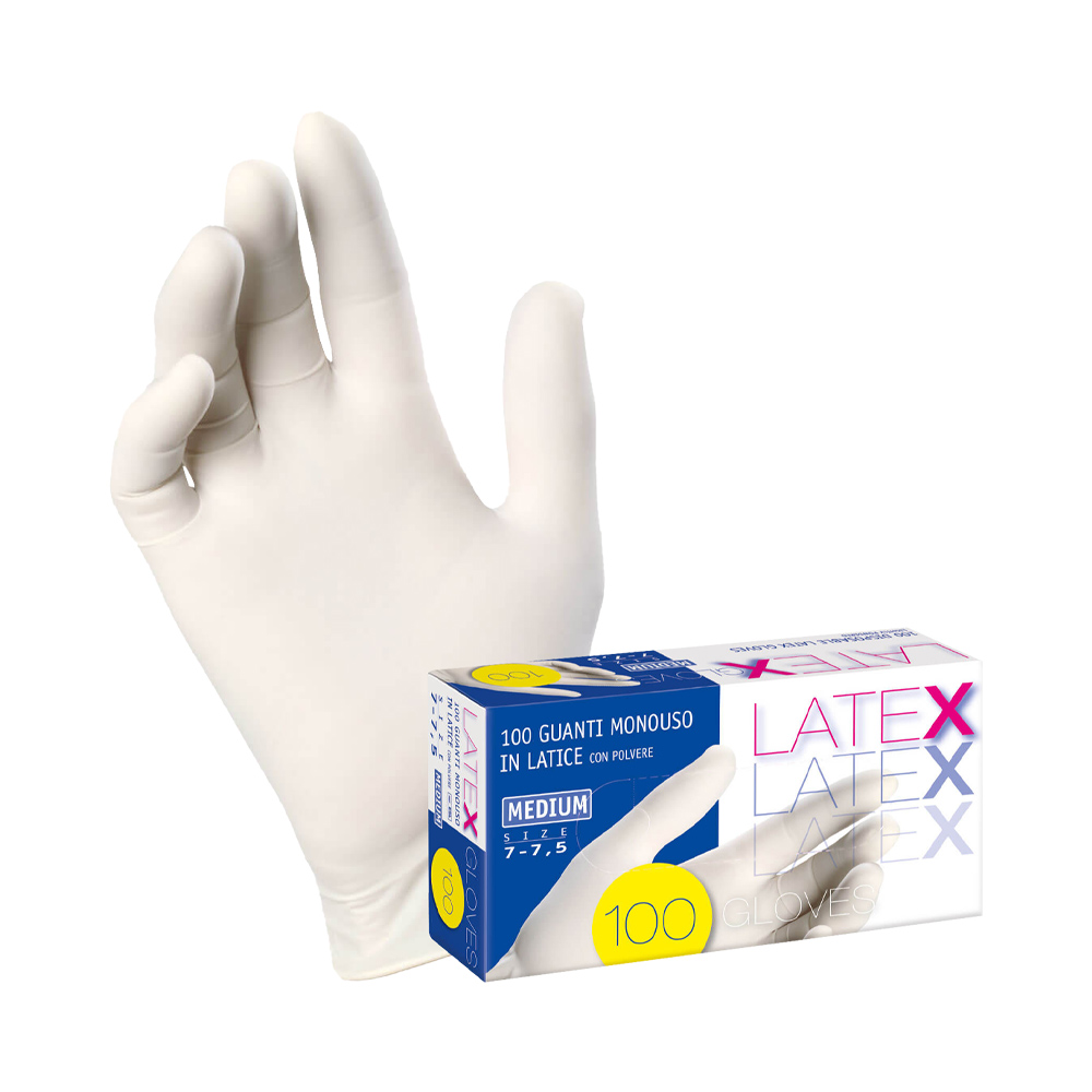 Guanti in Lattice Spessorati e Lubrificati 0,07 mm Tg.L Bianco FERWORK - 100 Pz