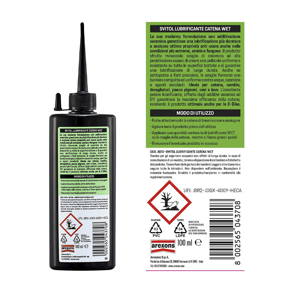 Lubrificante Catena Wet 100 ml SVITOL BIKE - Condizioni Umide e Fangose
