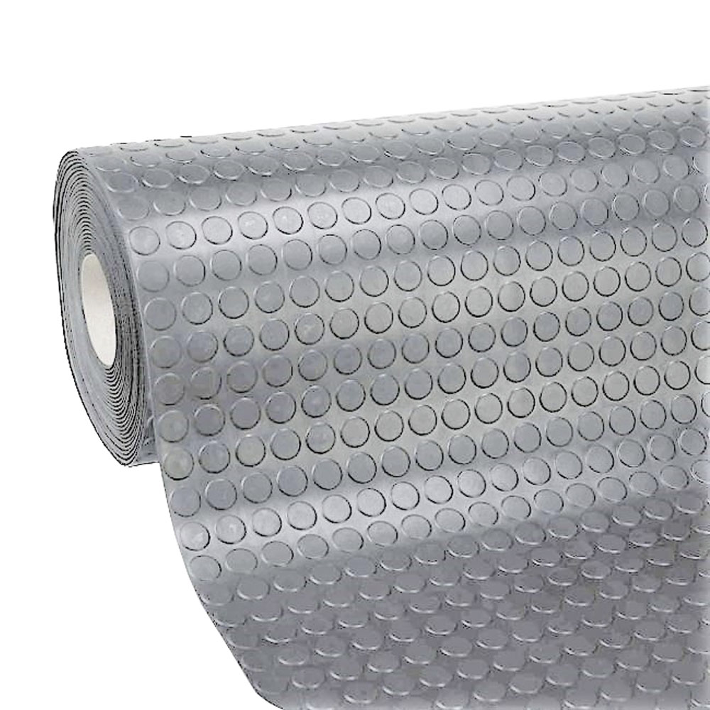Tappeto in gomma bollato 1,3 mm x 200h cm grigio - vendita al metro lineare.